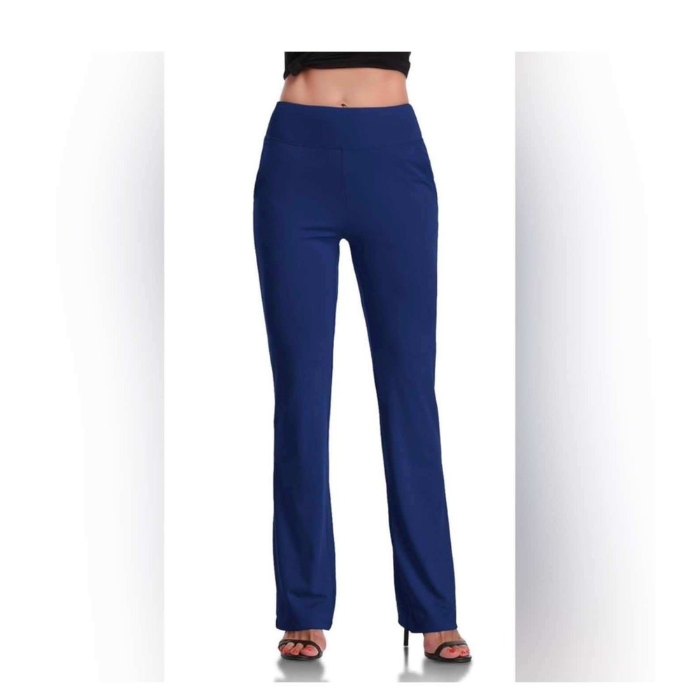 DaYoung Bootcut Yoga Pants with Tummy Control Workout Large Navy Blue - Picture 3 of 11
